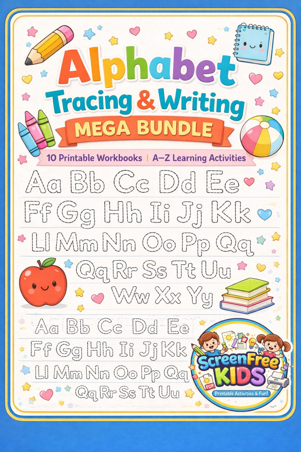 Alphabet tracing worksheets printable PDF for kids