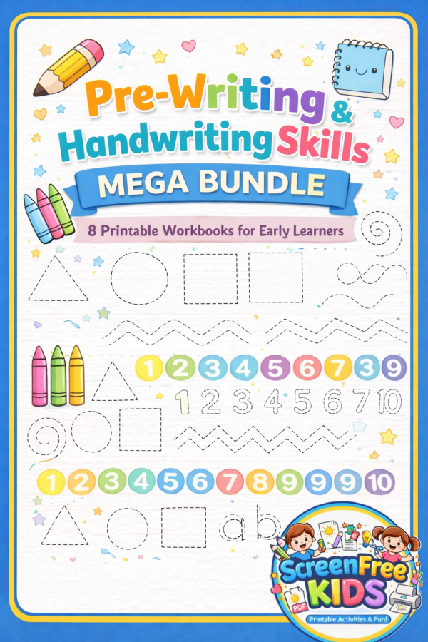 Printable tracing worksheets for kids and handwriting practice bundle