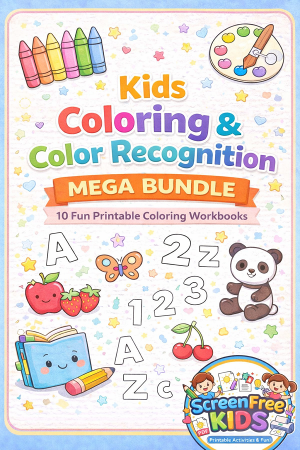 Kids coloring and color recognition worksheets for preschool learning – Screen Free Kids India